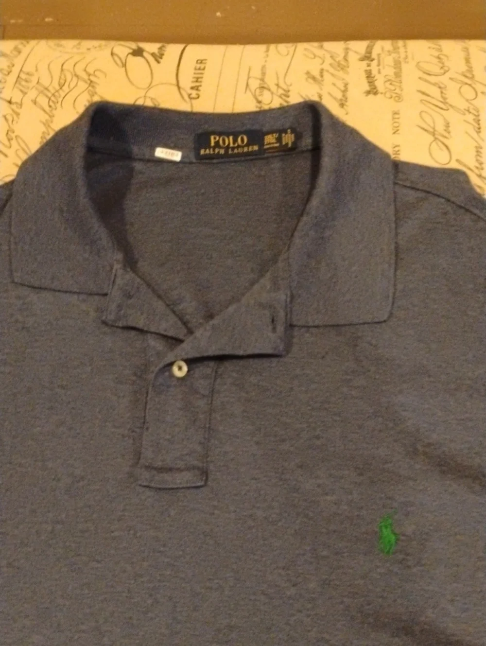 Polo by Ralph Lauren Heathered Blue Polo with Green Pony